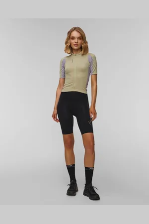 Isadore T-shirt de cyclisme beige et gris pour femmes Signature Merino Tech Jersey