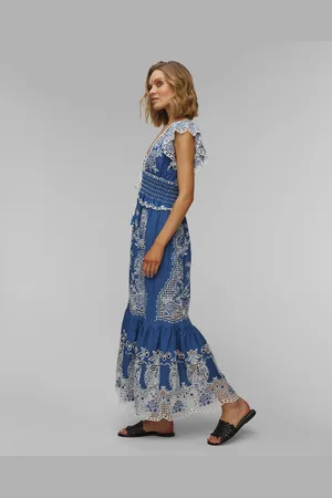 Farm Rio Robe maxi en lin Blue Romantic Richelieu Lenzing™ Ecovero™