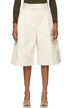 Bottega Veneta Short en sergé blanc cassé Wide-Leg