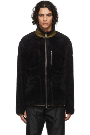 Moncler Pull noir en molleton recyclé à glissière