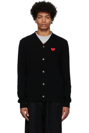 Comme des Garçons Cardigan noir en laine à appliqué graphique