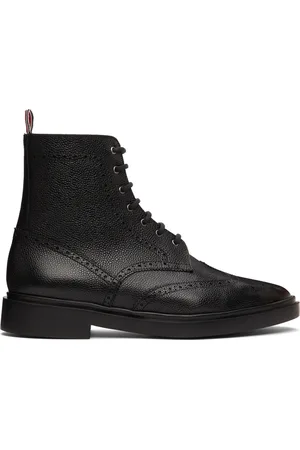 Thom Browne Bottes wingtip noires en cuir