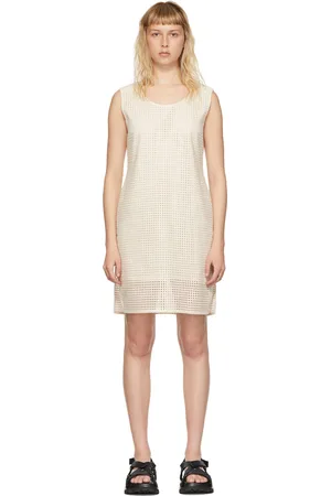 AMOMENTO Robe courte blanc cassé en coton