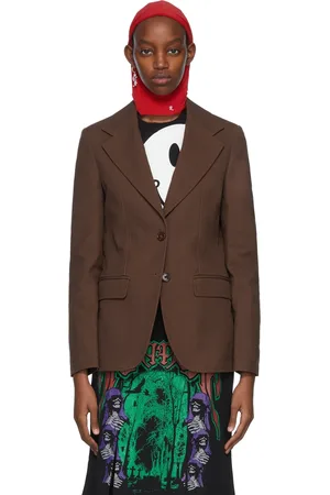 RAF SIMONS Veston brun en coton