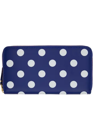 Comme des Garçons Portefeuille bleu marine à pois et à glissière