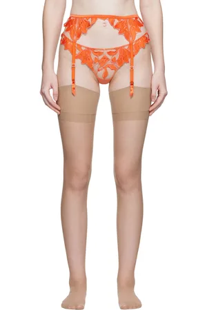 FLEUR DU MAL Porte-jarretelles orange à broderies