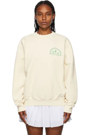 Sporty & Rich Pull molletonné blanc cassé à image à logo