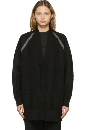 Y-3 Cardigan noir en maille semi-transparente à logo