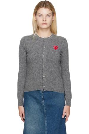 Comme des Garçons Cardigan gris à écusson graphique