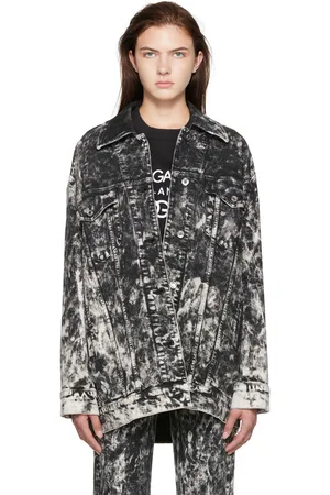 Dolce & Gabbana Blouson marbré noir et blanc en denim