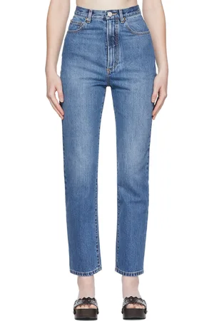 Alaïa Jean droit bleu à taille haute