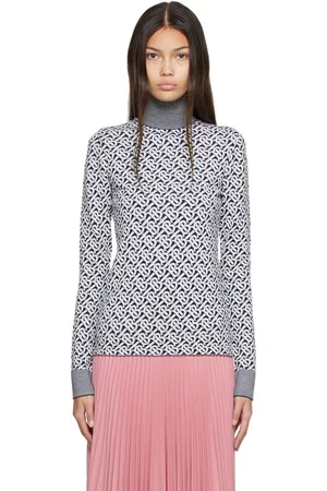 Burberry Col roulé Nicky bleu marine et blanc