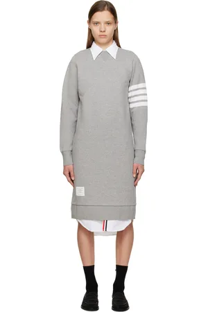 Thom Browne Robe midi grise à quatre rayures