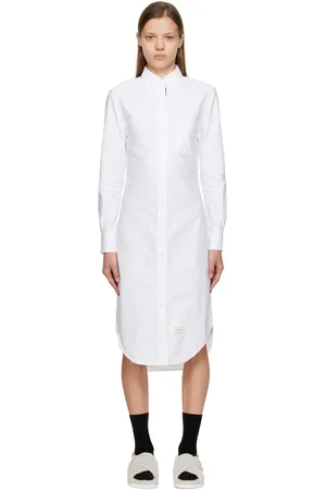 Thom Browne Robe midi blanche en toile oxford