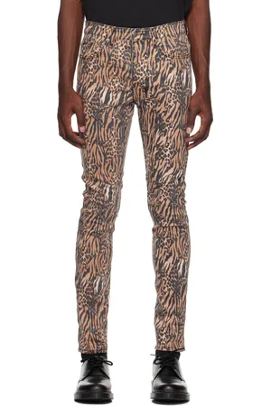 KSUBI Jean Chitch beige et noir à motif graphique