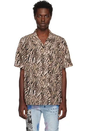 KSUBI Chemise Resort noir et beige à motif graphique