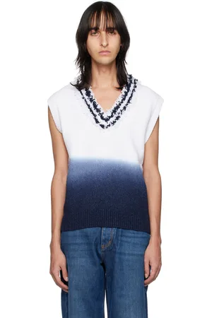 Eytys Gilet Onassis blanc et bleu marine