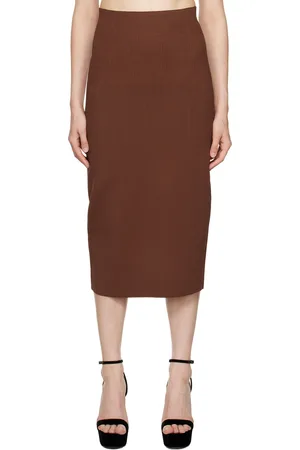 Victoria Beckham Jupe midi brune à fente