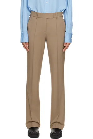 Helmut Lang Pantalon taupe à coutures pincées