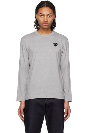 Comme des Garçons T-shirt à manches longues gris à appliqué à logo