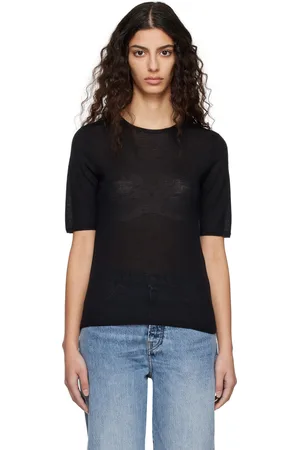 Totême T-shirt noir à col ras du cou
