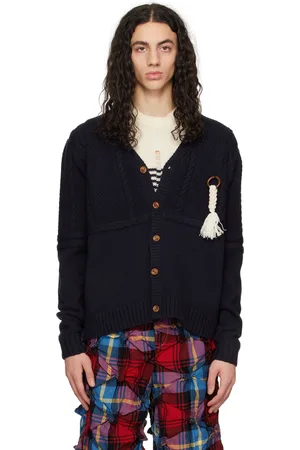 Charles Jeffrey Loverboy Cardigan de pêcheur bleu marine