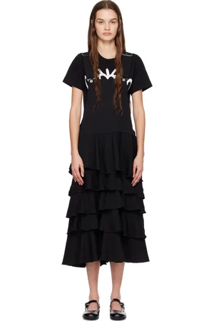Comme des Garçons Robe midi noire à volants