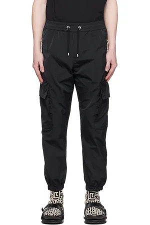 Balmain Pantalon cargo noir à cordon coulissant