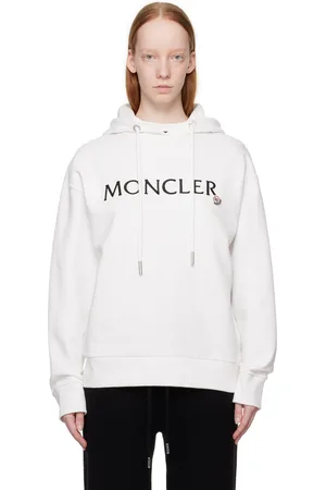 Moncler Pull à capuche blanc à cordon coulissant