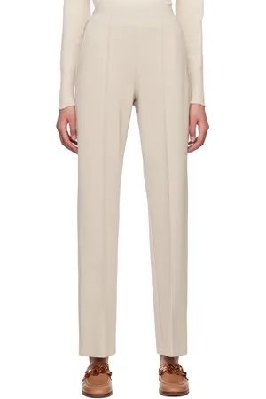 Max Mara Pantalon beige à coutures pincées