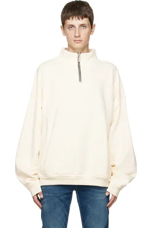 Rhude Pull molletonné blanc cassé à glissière un quart