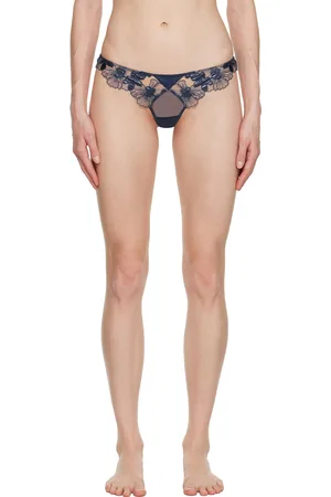 FLEUR DU MAL Tanga bleu à motif fleuri