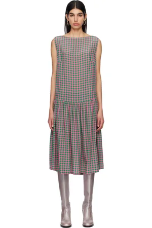 Caro Editions Robe midi Heather rose et vert exclusive à SSENSE