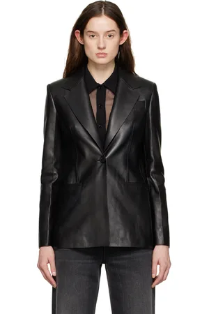 Givenchy Blouson noir en cuir à bouton unique