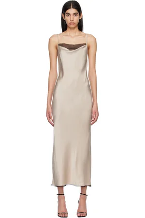 Bec & Bridge Robe midi Helena beige à bretelles fines