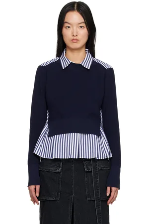 SACAI Pull bleu marine à panneaux
