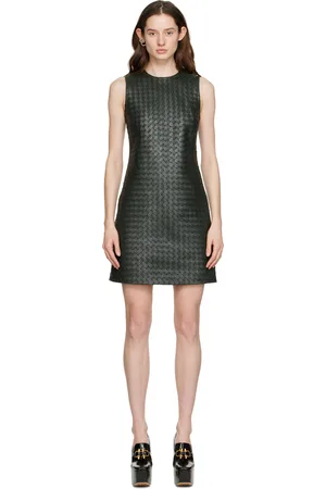 Bottega Veneta Robe courte kaki tissé façon intrecciato