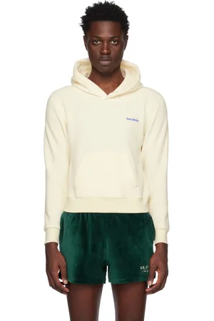 Sporty & Rich Pull à capuche blanc cassé à logo