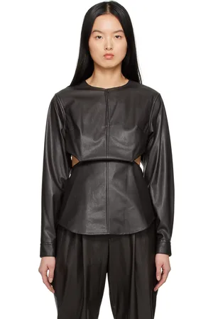Issey Miyake Chemise Figure brune en cuir synthétique