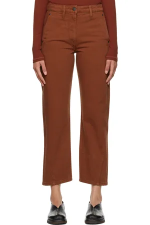 LEMAIRE Jean orange à coutures extérieures torsadées