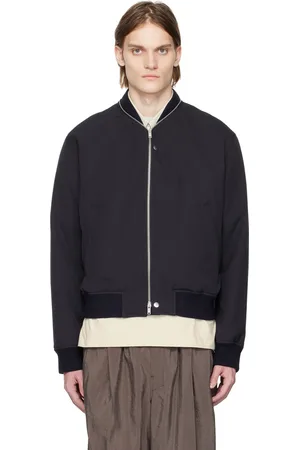 Jil Sander Blouson aviateur bleu marine à glissière