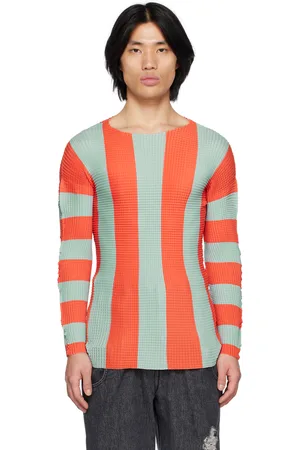 SUNNEI T-shirt bleu et orange à rayures et à plis