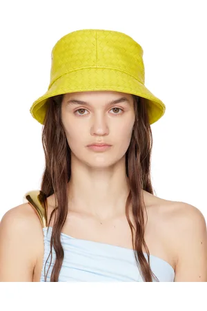 Bottega Veneta Chapeau bob jaune tissé façon intrecciato