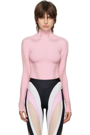 MUGLER Col roulé noir à perforations