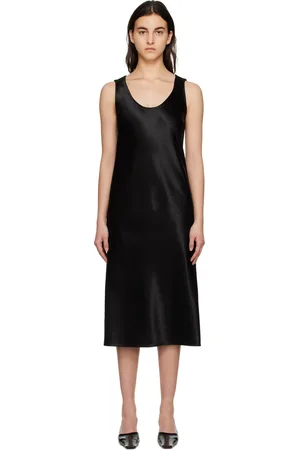 THEORY Robe midi noire à encolure arrondie