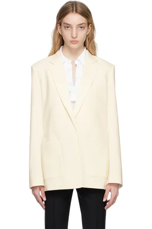 Helmut Lang Veston blanc cassé à ceinture