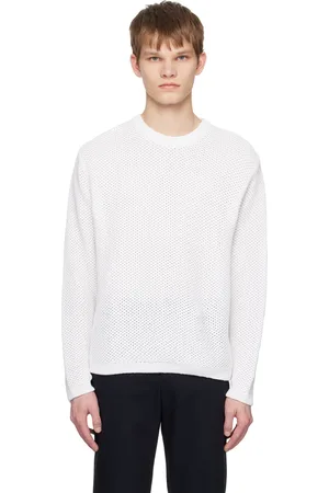 Solid Pull blanc en tricot à mailles ouvertes