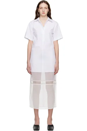Helmut Lang Robe chemise midi blanche à panneaux