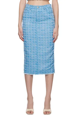 Staud Jupe midi Guinevere bleue