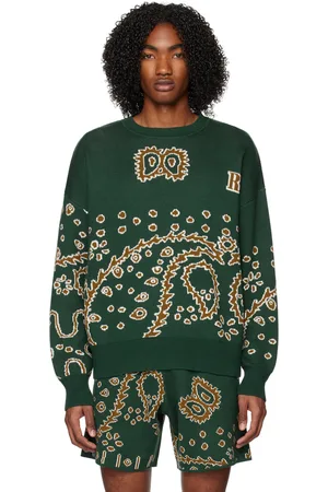 Rhude Pull vert à motif cachemire